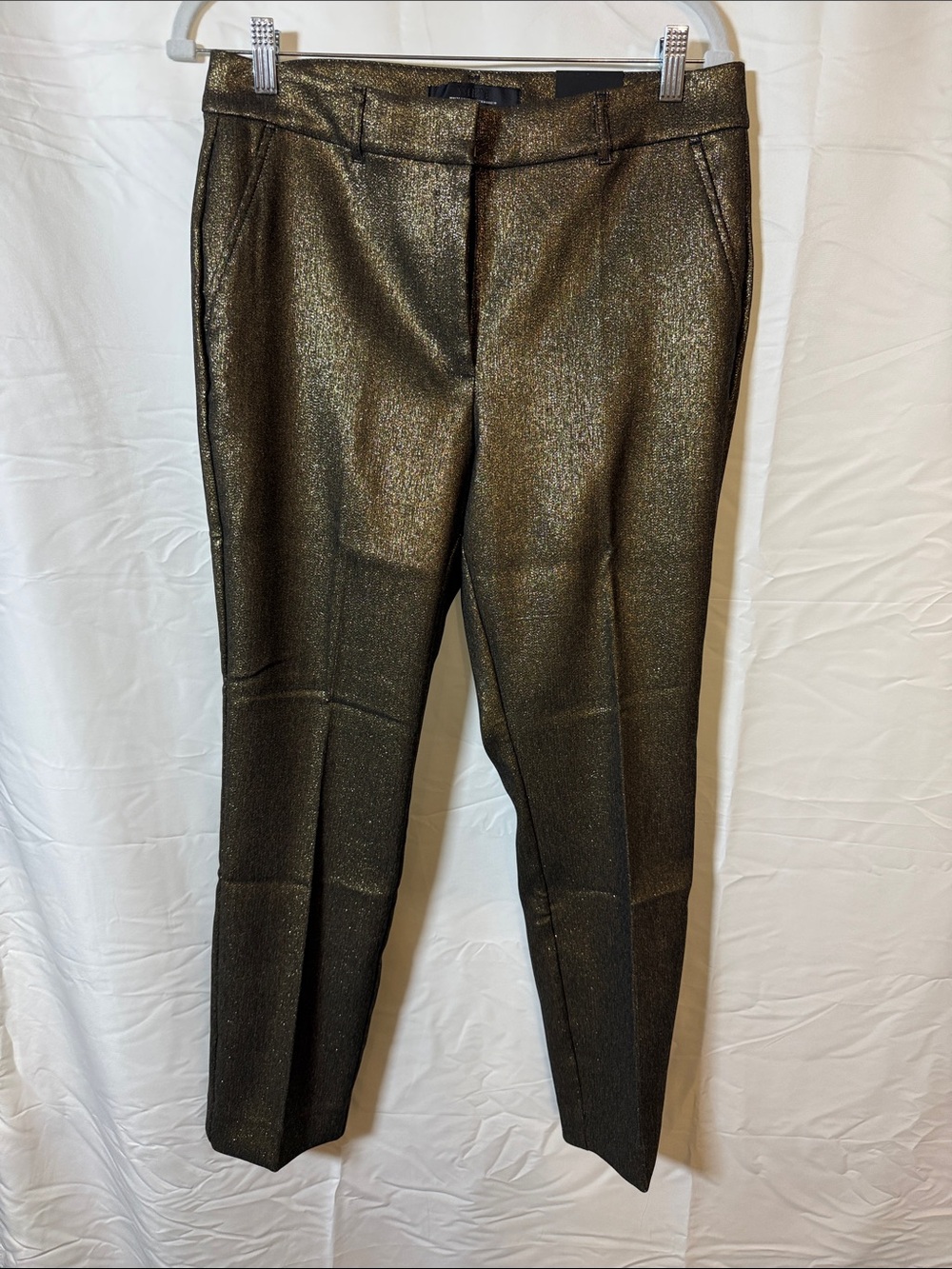 White House Black Market Shimmery Olive-Gold Ankle Pants